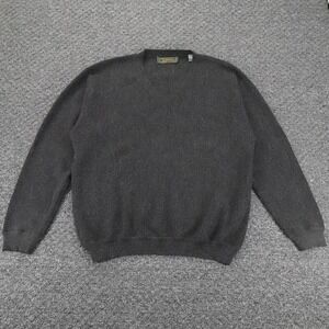 Peru Unlimited Sweater Mens L Gray Baby Alpaca Wool V Neck Pullover Knitwear